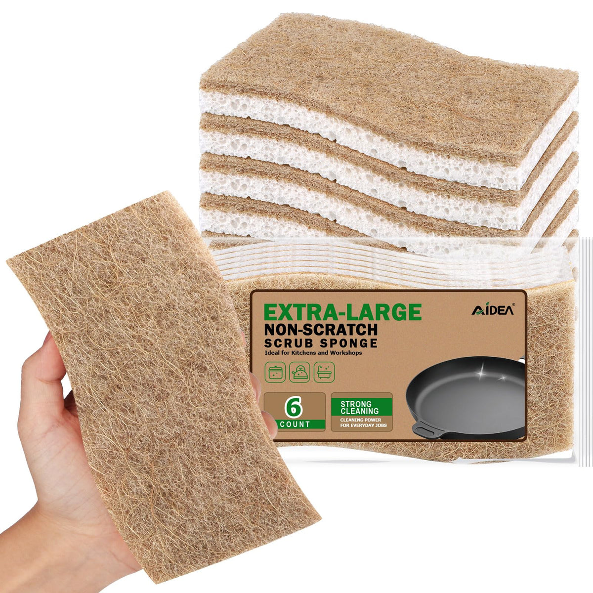 AIDEA Sponges Kitchen, 9Count, Dish Sponges, Heavy-Duty Scrub Sponge