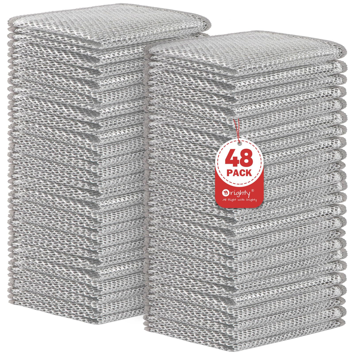 Orighty Dish Cloths, 12 Pack Double-Layer Metal Dish Rags, 7"x8"