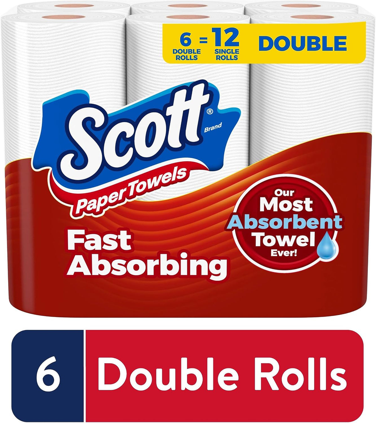 Scott Choose-A-Sheet Double Roll Paper Towels, 1-ply, 102 Sheets/Roll, 6 Rolls/Pack