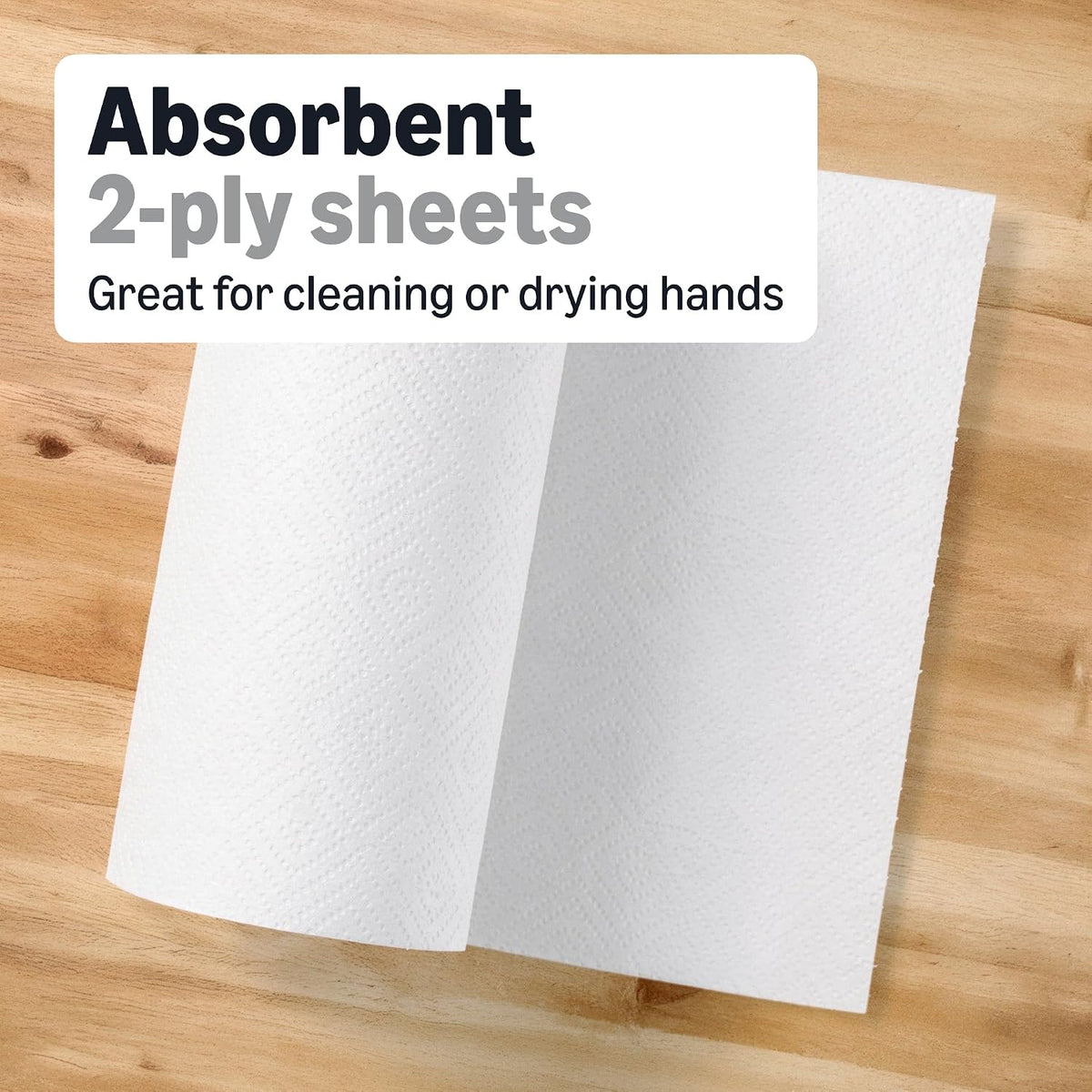 Amazon Basics 2-Ply White Adapt-a-Size Kitchen Paper Towels, Absorbent, Thick, Individually Wrapped, 140 Towels per Roll (12 Rolls), 1,680 Sheets Total (Previouly AmazonCommercial)