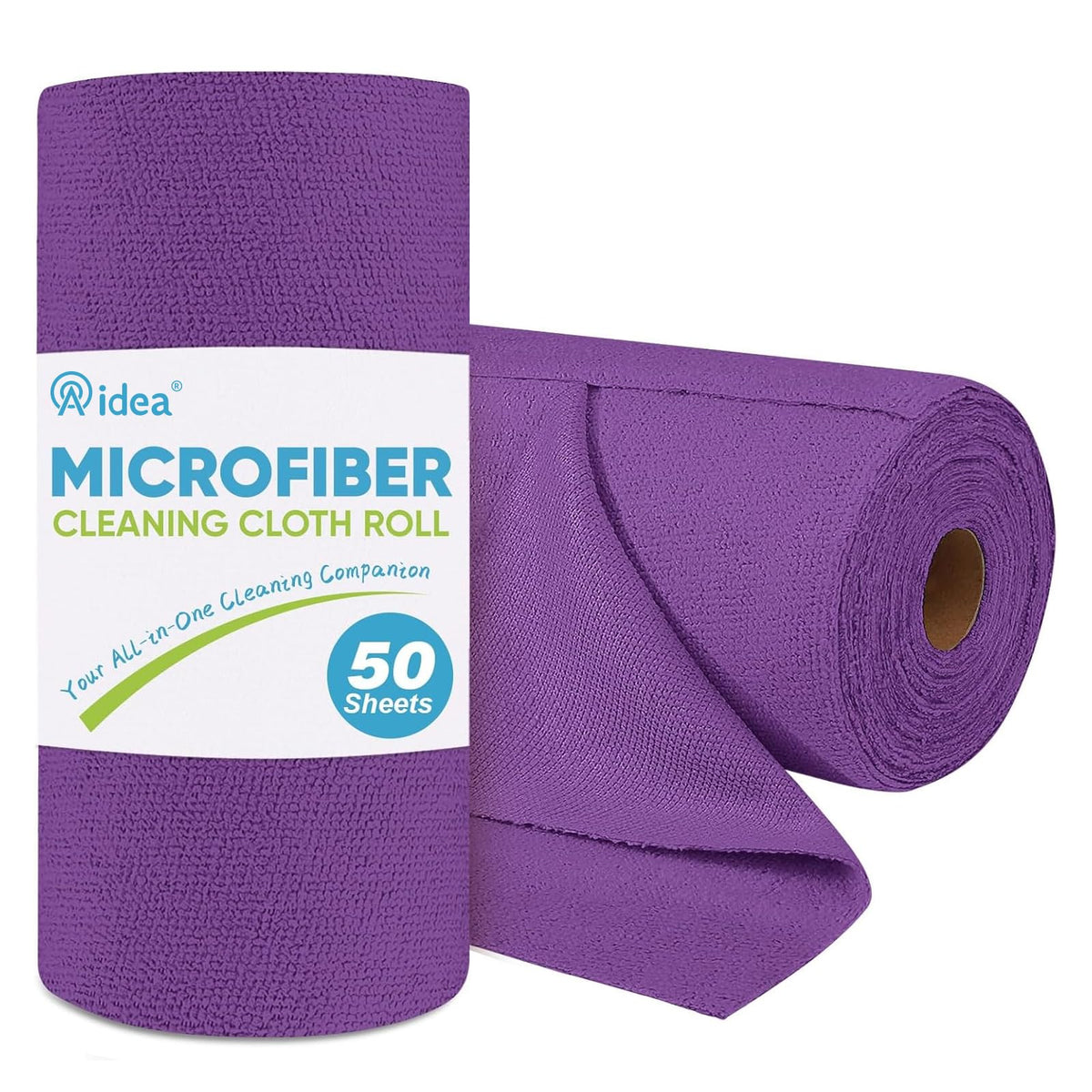 AIDEA Microfiber Cleaning Cloth Roll-50PK, Reusable Paper Towels 11.5×11.5"