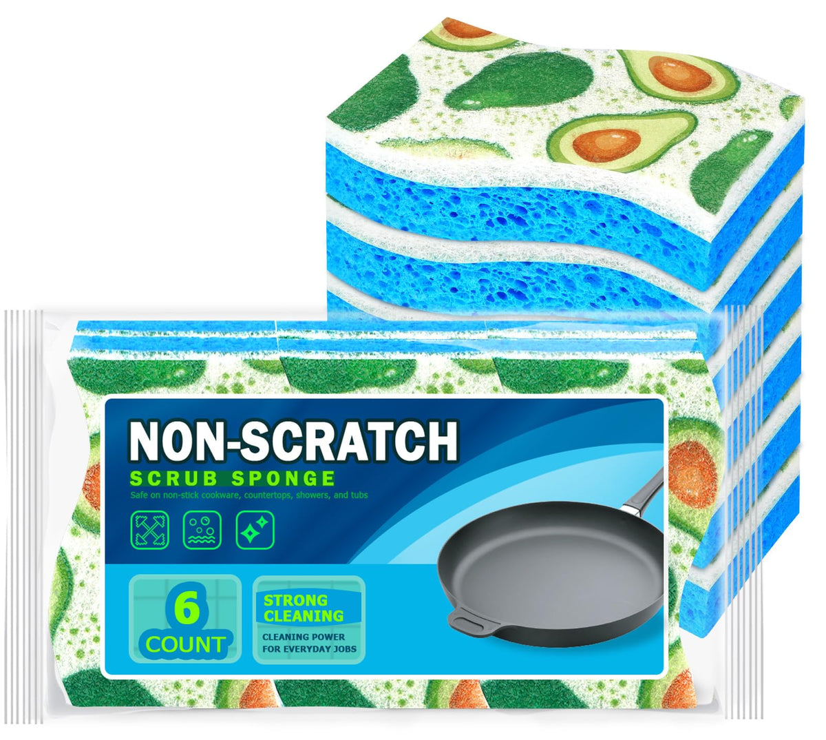 AIDEA Sponges Kitchen, 9Count, Dish Sponges, Heavy-Duty Scrub Sponge