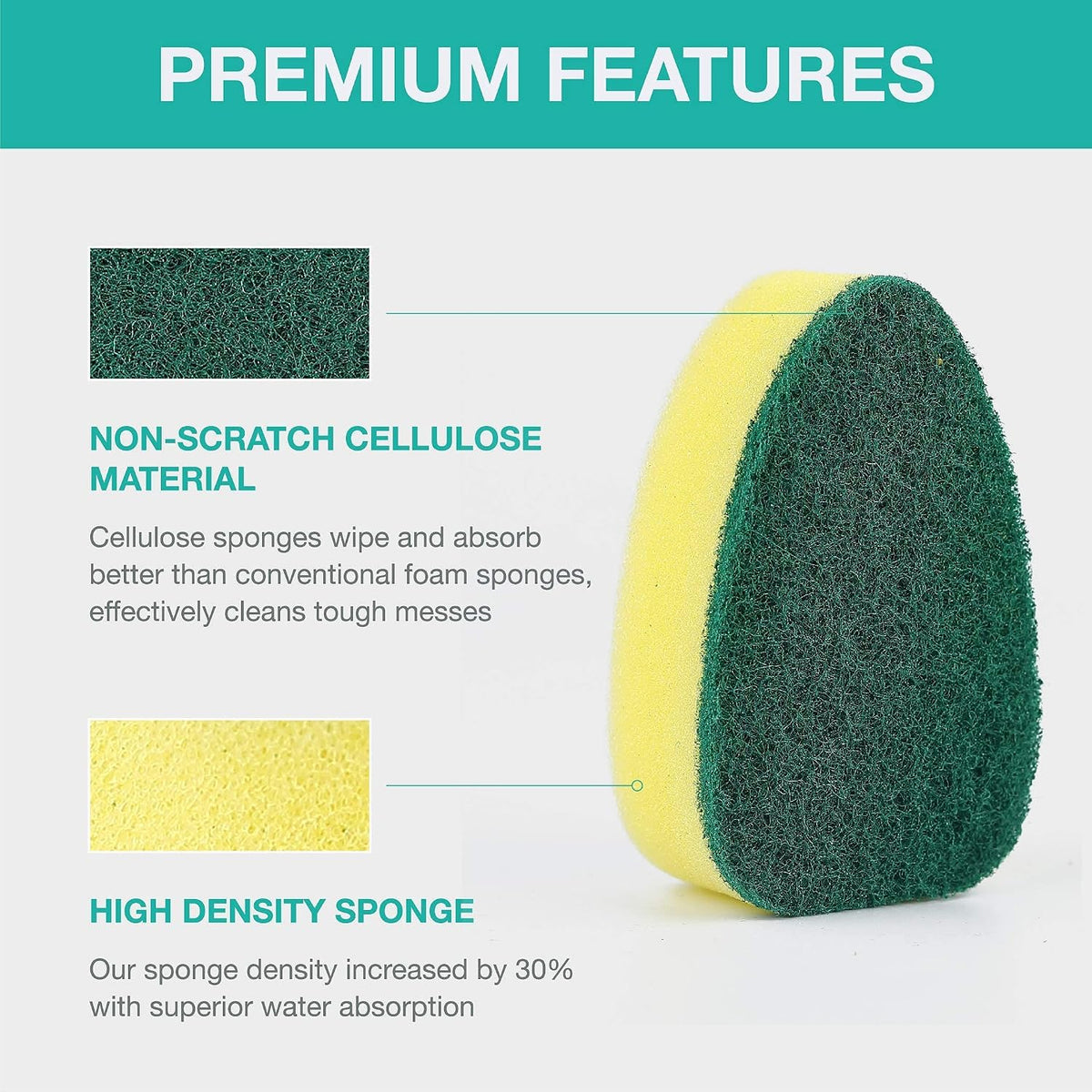 Dishwand Refills with Handle, Dish Wand Refill Replacement Sponge Head 6Pcs