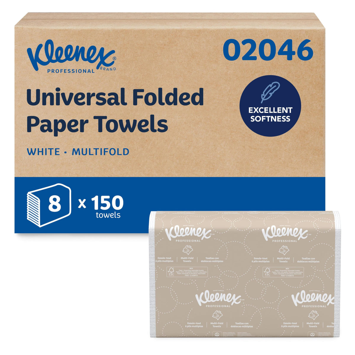 Kleenex Professional Multifold Paper Towels, Bulk, 16 x 150 Sheets (01890)