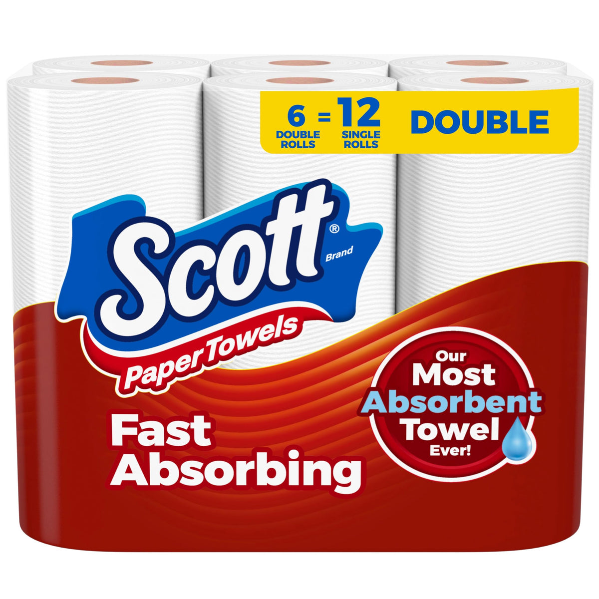Scott Paper Towels, Choose-A-Sheet, 6 Double Rolls, 108 Sheets Per Roll
