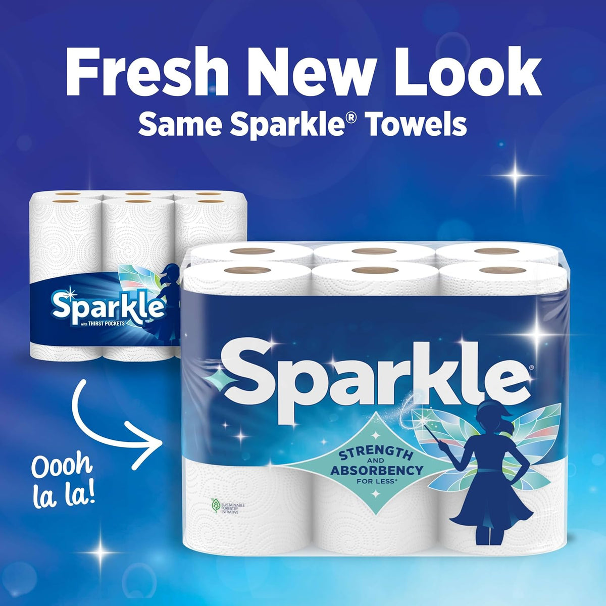 Sparkle Pick-A-Size Paper Towels, Spirited Prints, 2 Double Rolls, Strong 2 Ply Towels for Kitchen Cleanup and Everyday Messes