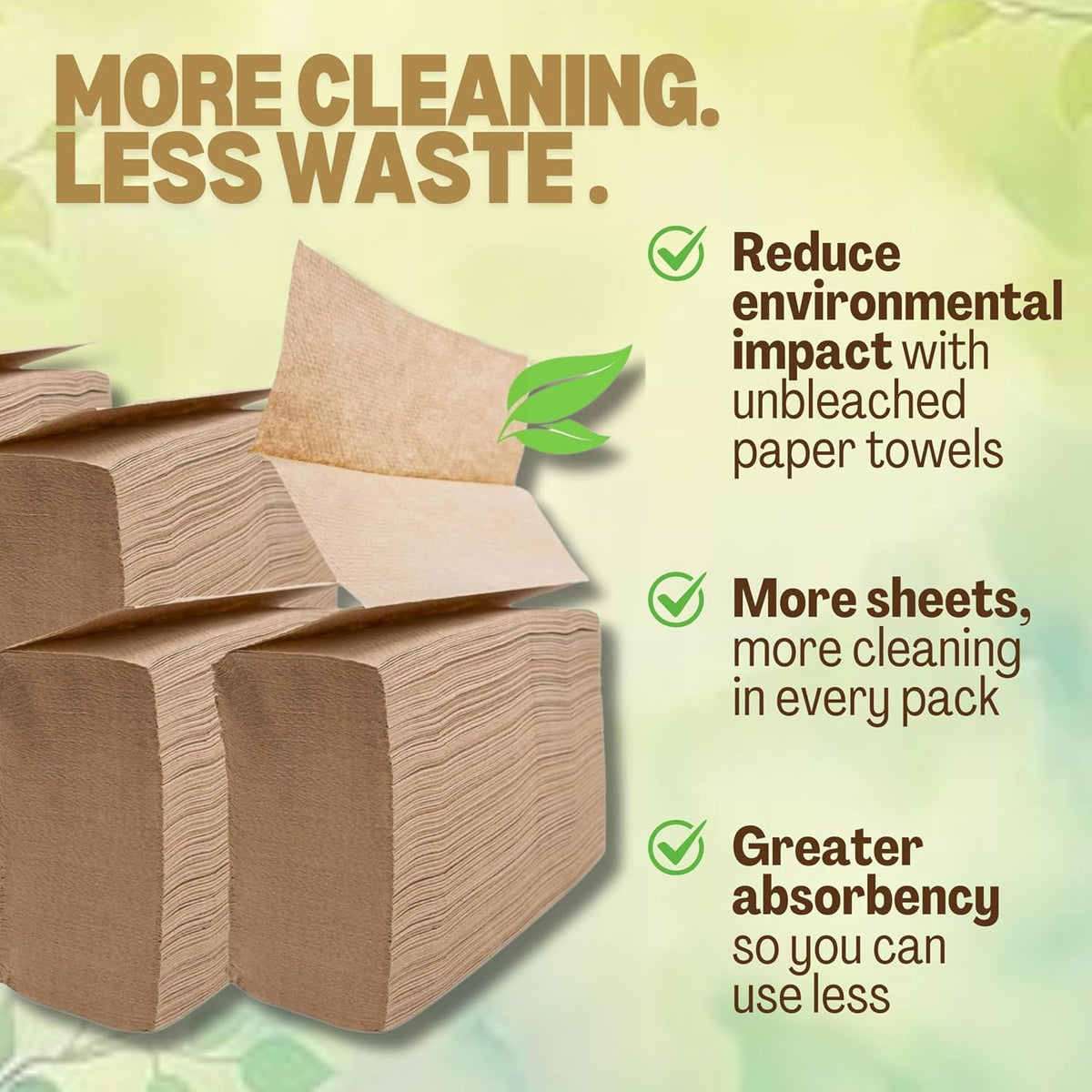 1250ct Brown Organic Unbleached Z-Fold Paper Towels | 100% Post-Consumer Waste, Sustainable Multifold Towels Bulk | Commercial Tri-Fold Recycled Paper Towels for Office, Bathroom, Kitchen Use