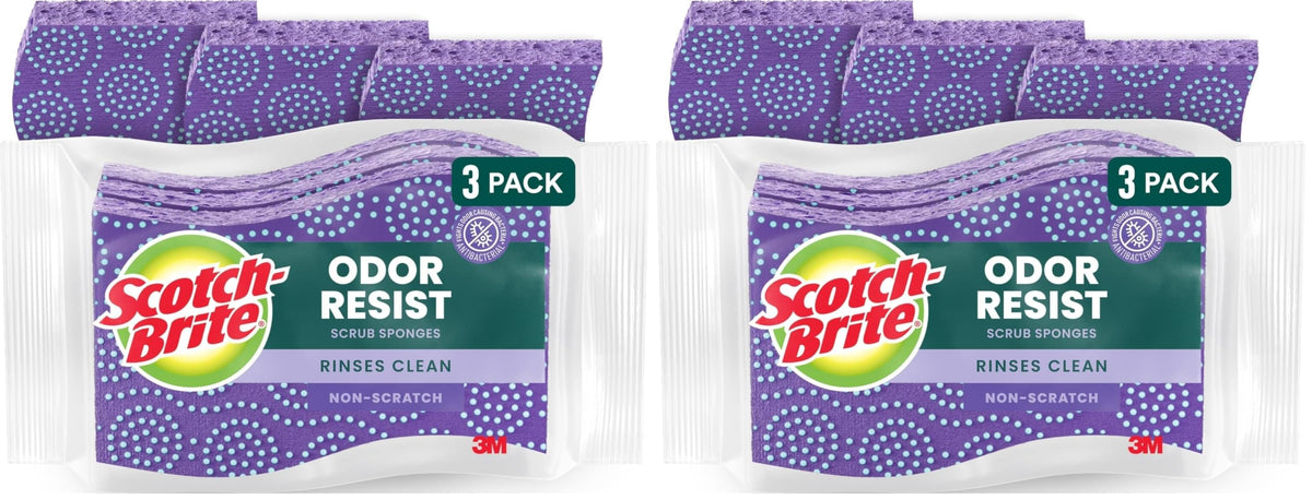 Scotch-Brite Scrub Dots Non-Scratch Scrub Sponge, Rinses Clean, for Washing Dishes and Cleaning Kitchen, 3 Scrub Sponges