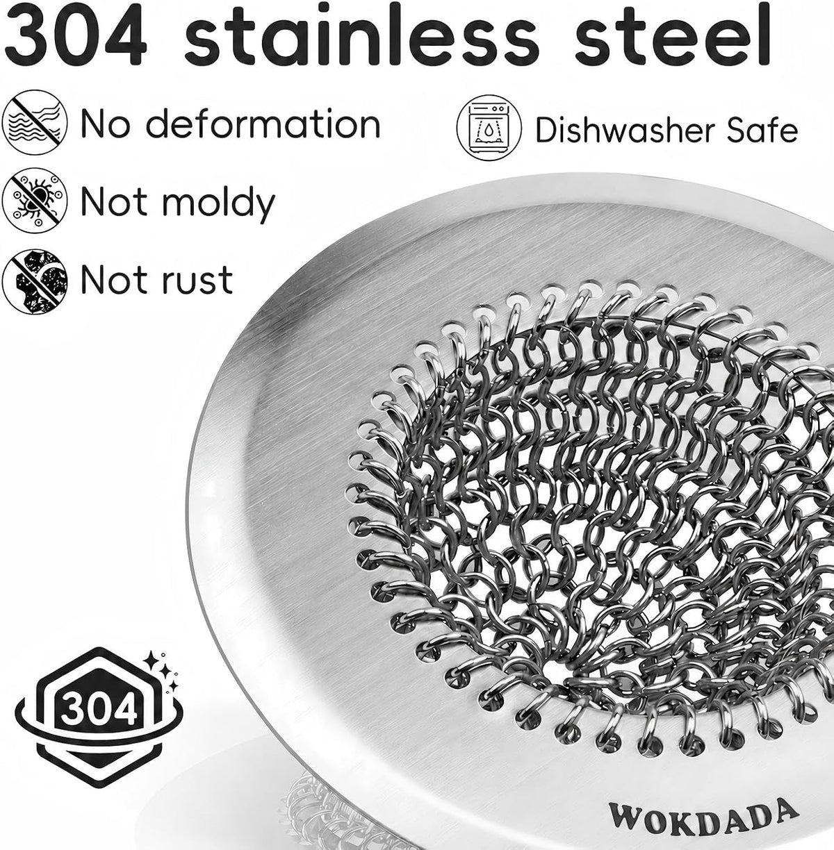 Kitchen Sink Drain Strainer,Patented Reversible Chain Mesh Basket Anti-Clog