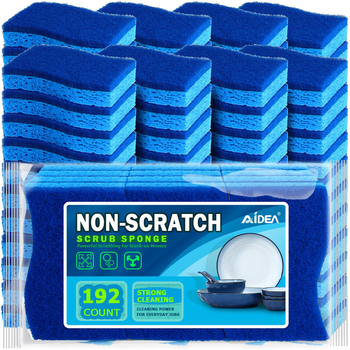 AIDEA Sponges Kitchen, 9Count, Dish Sponges, Heavy-Duty Scrub Sponge