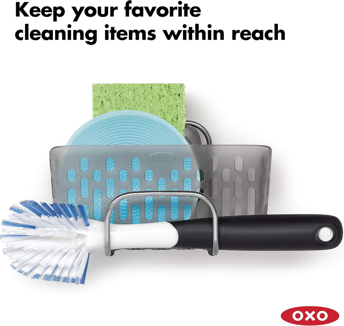 OXO Good Grips Stronghold Suction Sinkware Organizer, Sponge Holder