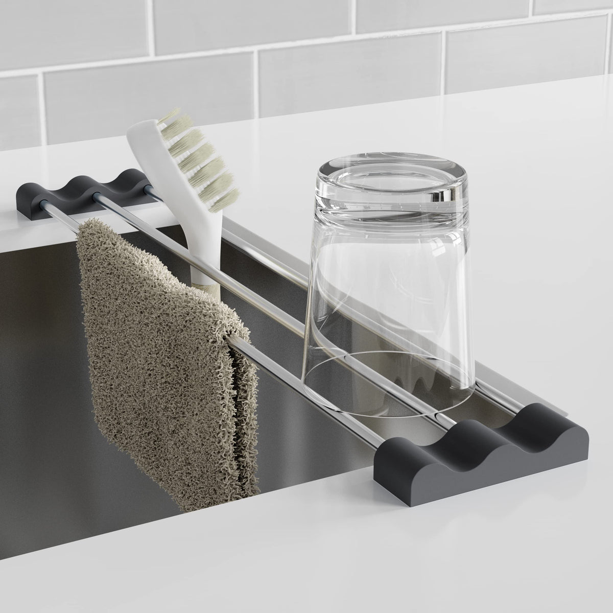 Tomorotec Adjustable Over-The-Sink Kitchen Rack, BPA-Free, Gray