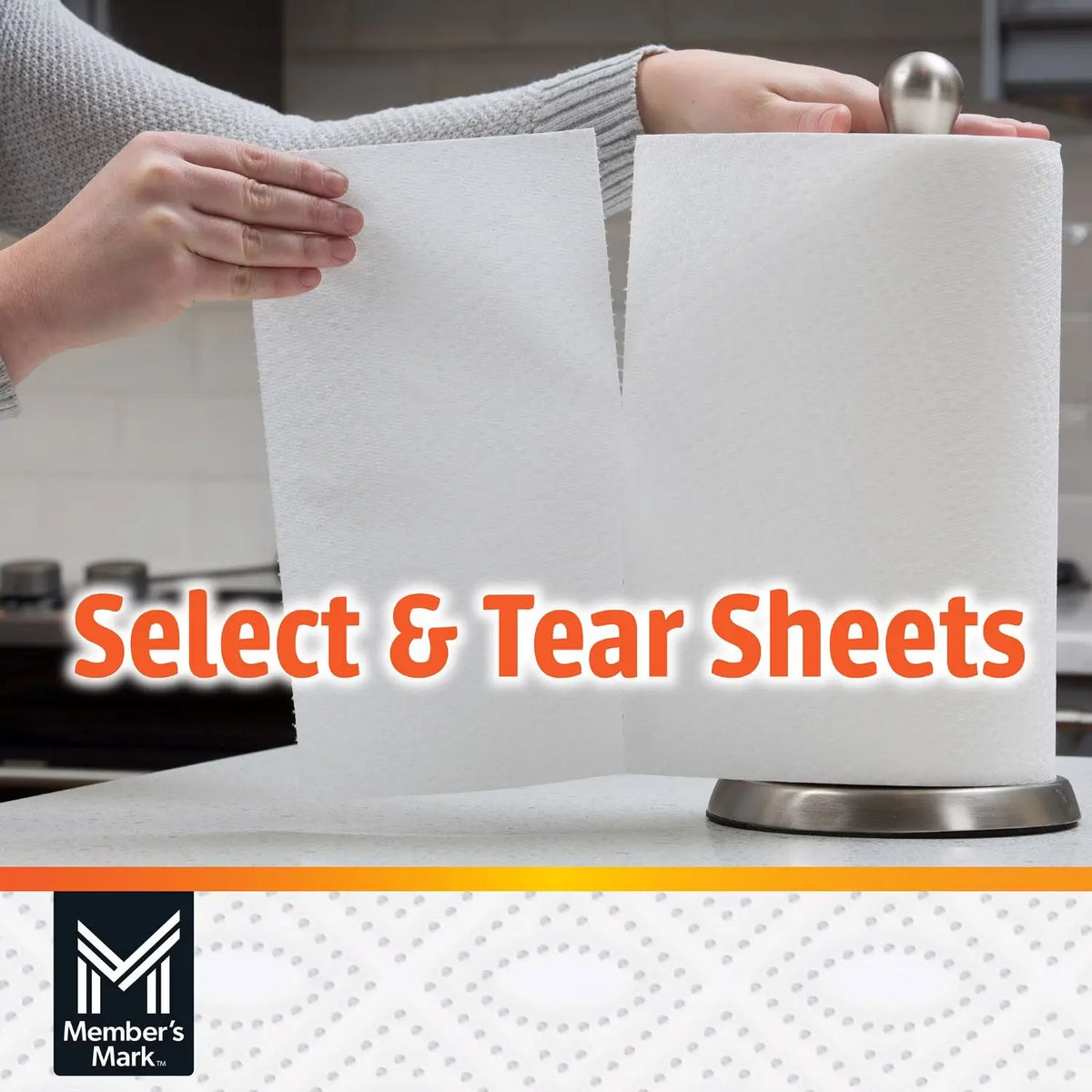 Member's Mark Select & Tear 2-Ply Unscented Kitchen Paper Towel Wipes, 15-Roll Pack, 150 Sheets per Roll, for Kitchen & Housekeeping Cleaning Supplies, Kitchen Paper Towels, Paper Towel Rolls, Ideal For Home Kitchens And Offices
