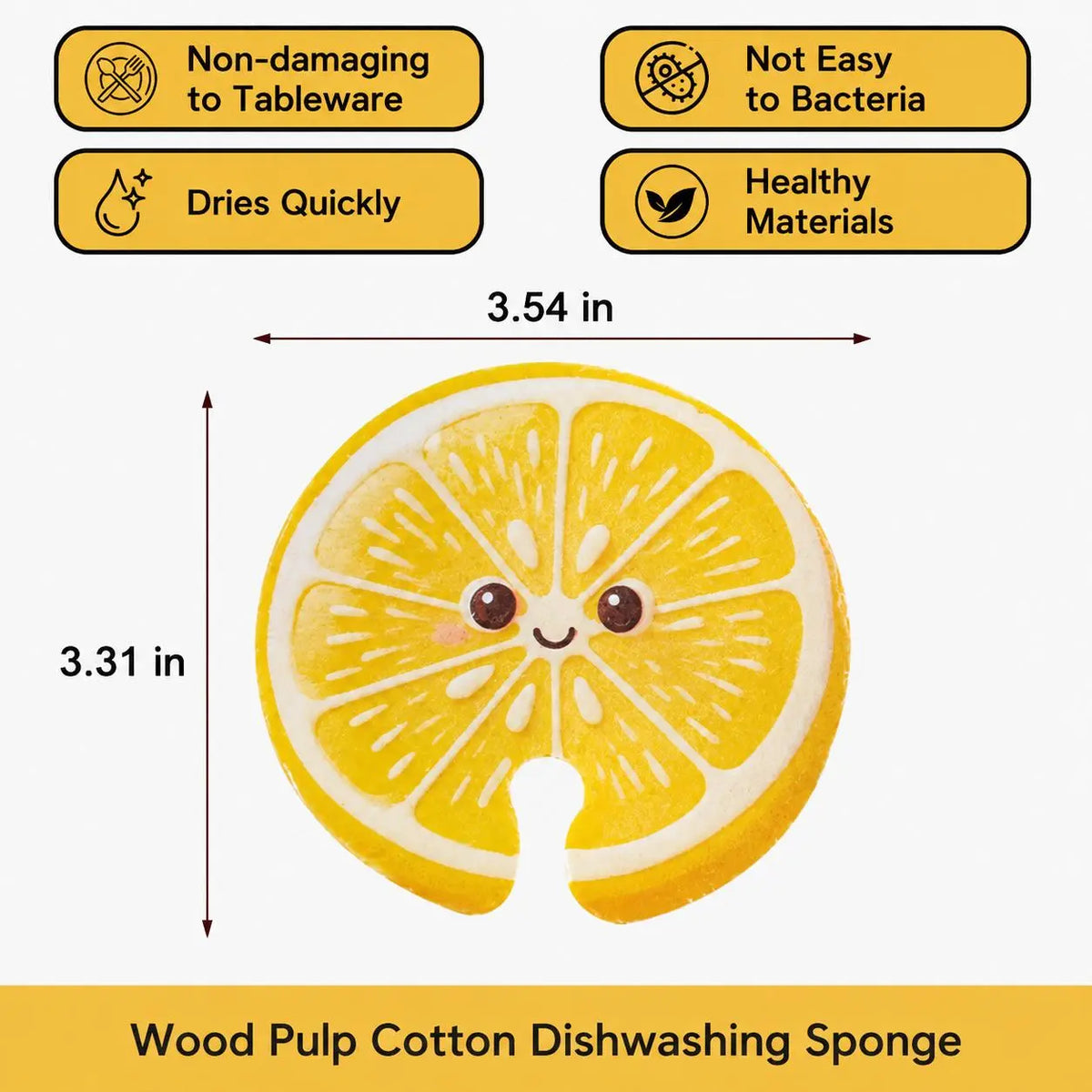 Compressed Cellulose Sponges - 3 Pack Fruit Shaped Natural Pop Up Dish Sponge for Kitchen - Compostable, Plant-Based, Non Scratch Cleaning Sponges Bulk for Dishes & Household Cleaning