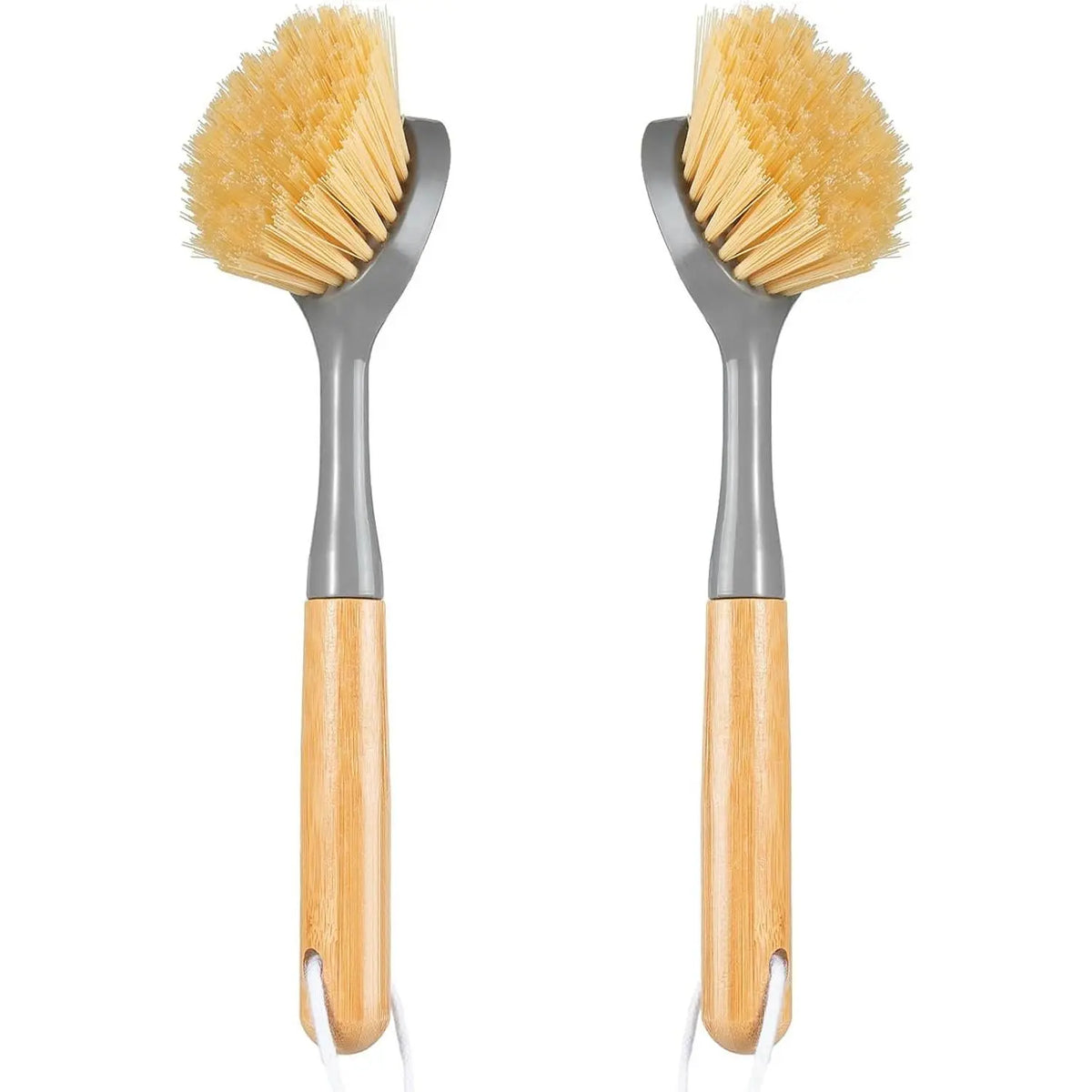 2 Pack Kitchen Dish Brushes with  Handle, Dish  -in Scraper, Scrub Brush for Pans, Pots, Counter & Kitchen Sink Cleaning, Dishwashing and Cleaning Brush Tools, White