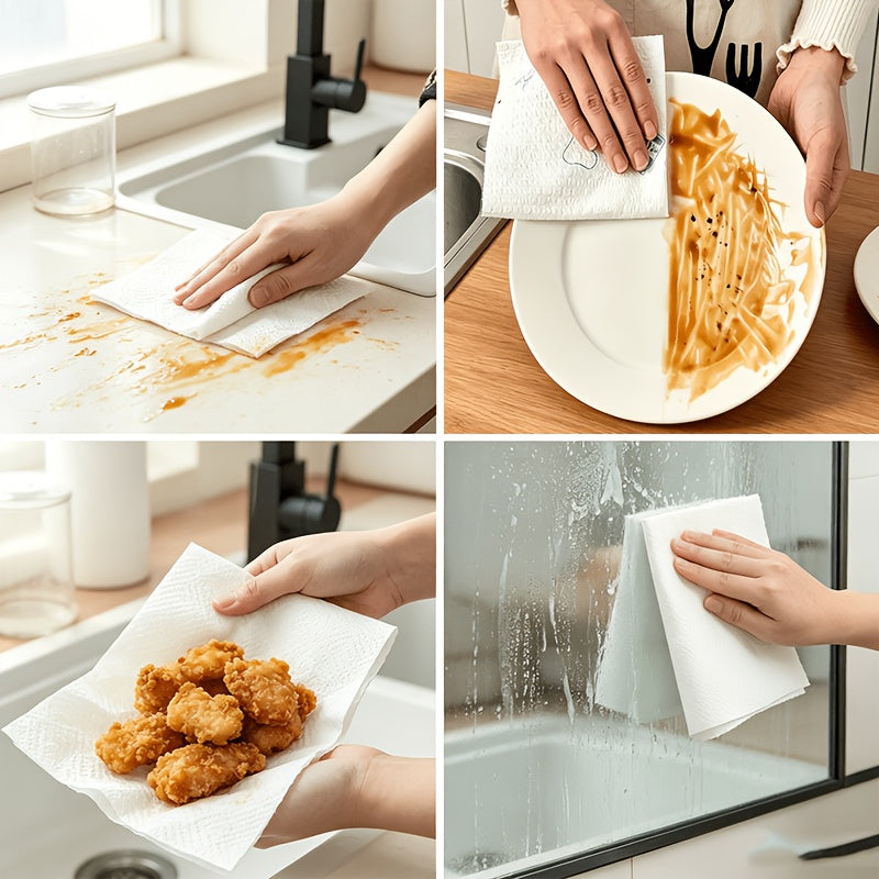 1 Roll (800/200/100 Times) - High-Efficiency Pearl Pattern - Disposable Kitchen Paper Towels - Kitchen Cleaning Paper Towels - Lazy Dishcloths Dishwashing Paper Towels - Kitchen Supplies Party Supplies - Random Cartoon Pattern