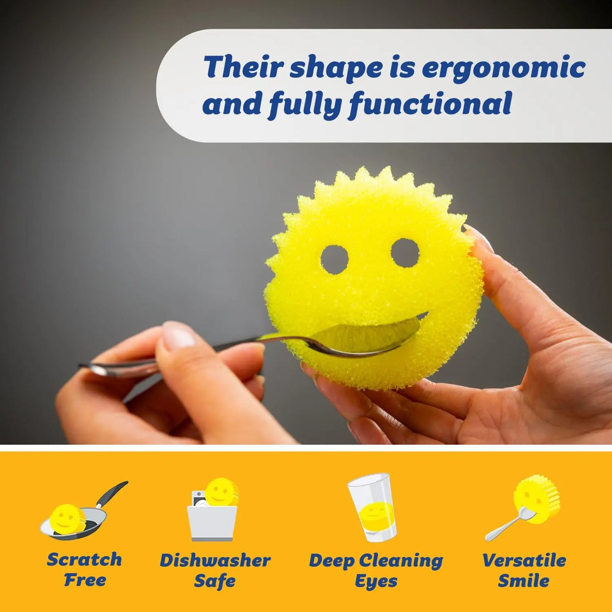 Scrub Daddy 6-Pack Kitchen Sponges & Scouring Pads Set - 3 Daddy, 3 Mommy BPA-Free Polymer Foam Cleaning Supplies, Scratch-Resistant, Odor-Resistant Kitchen Accessories for Dish Cleaning