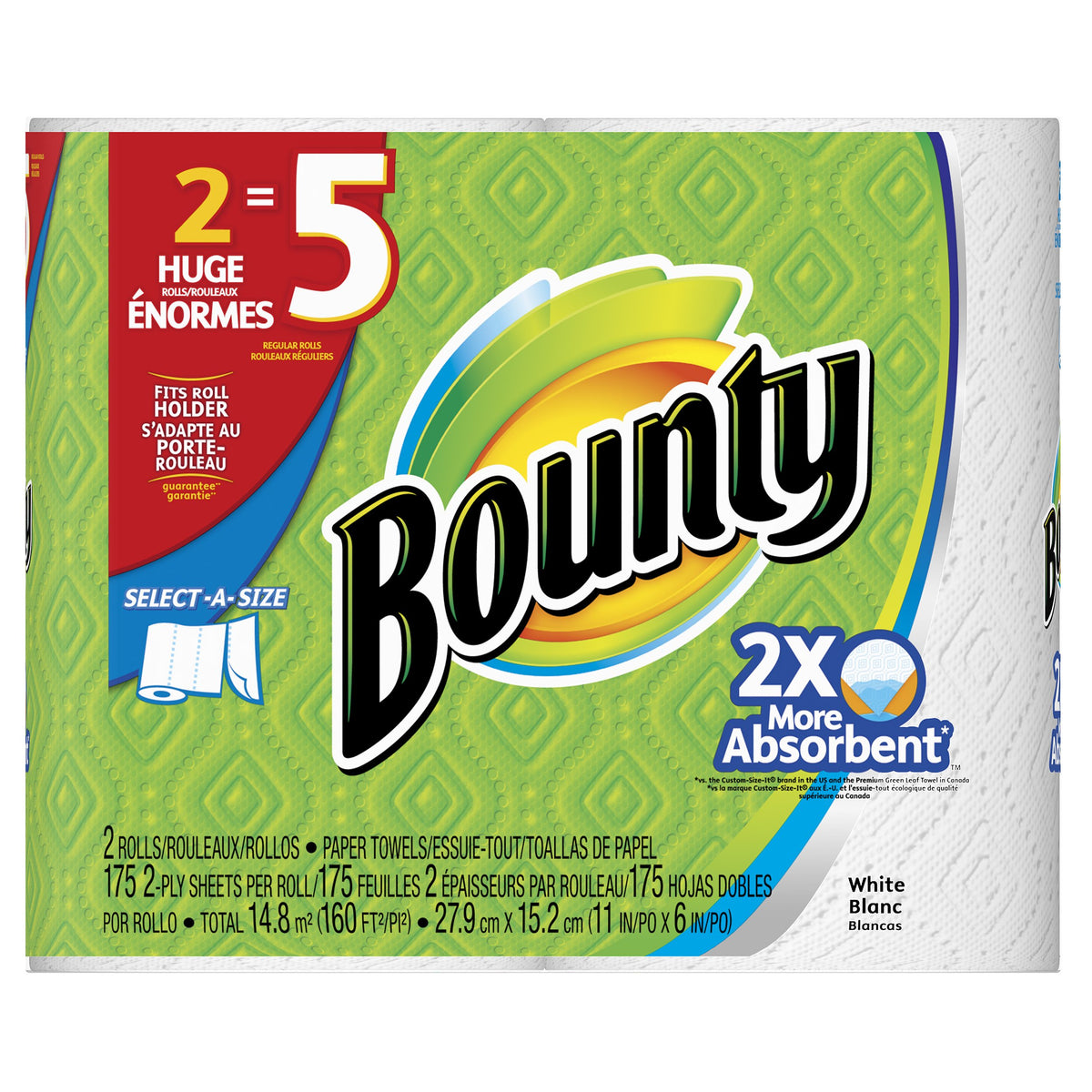 Bounty Essentials Select-A-Size Paper Towels, White, 6 Triple Rolls = 18 Regular Rolls