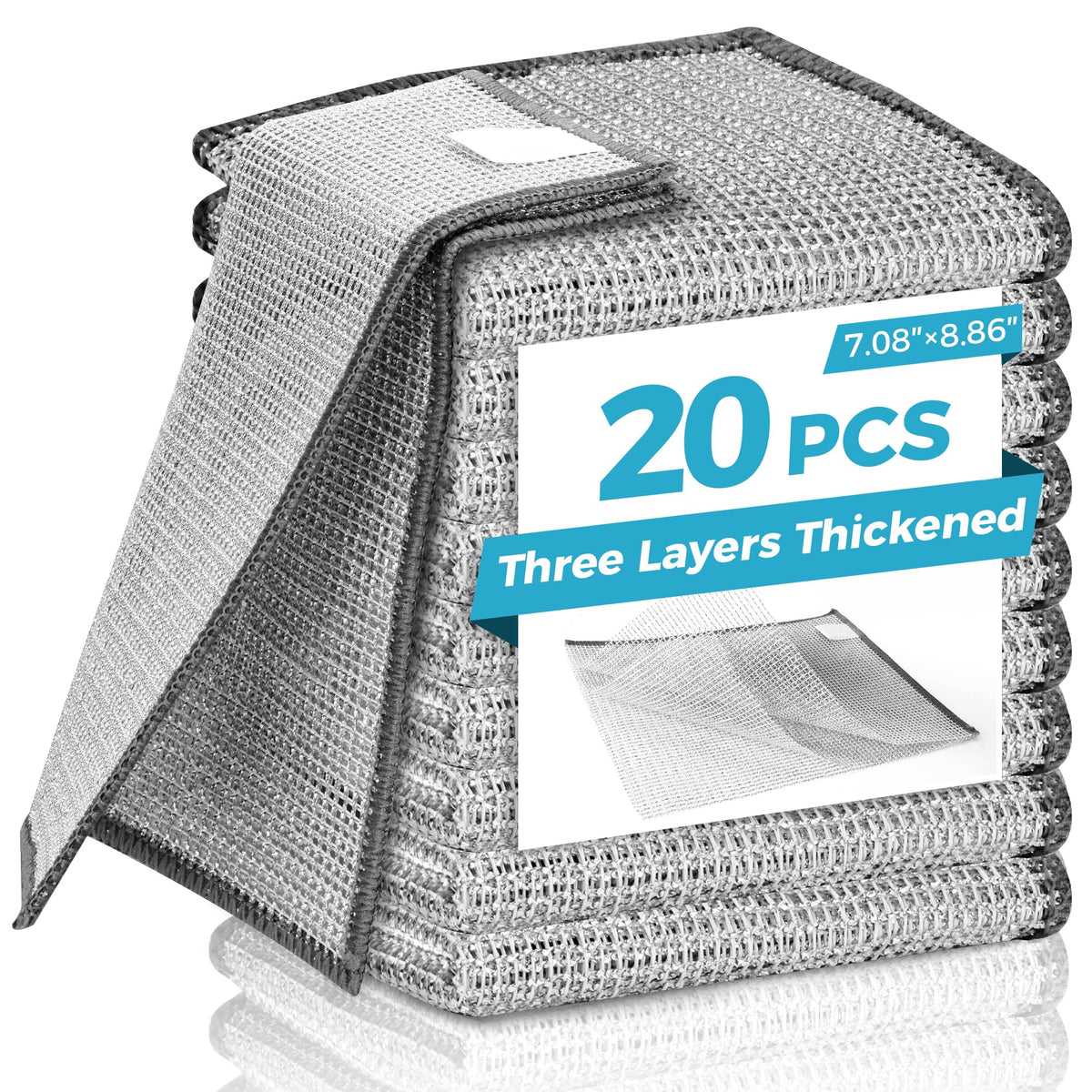 Forggon Non Scratch Wire Dishcloth,New Upgrade 3-Layer,12pcs,7.08"X8.86"