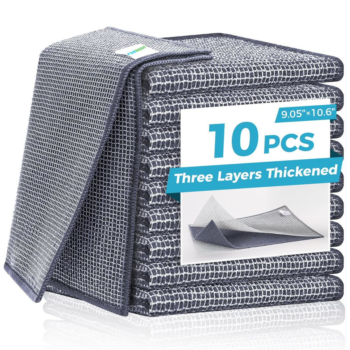 Forggon Non Scratch Wire Dishcloth,New Upgrade 3-Layer,12pcs,7.08"X8.86"