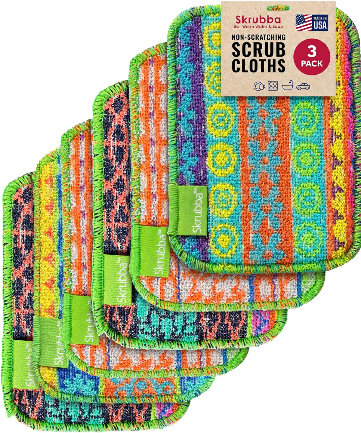 Wet-it! Skrubba 3-Pack Reusable Dish Scrubbers – Non-Scratch Scouring Pads for Kitchen & Household – Eco-Friendly, Dishwasher Safe Scrub Sponges for Dishes, Pots & Pans (Vogue)