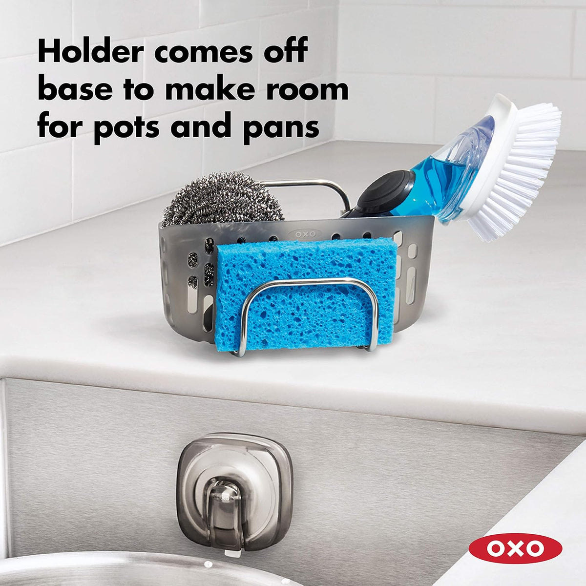 OXO Good Grips Stronghold Suction Sinkware Organizer, Sponge Holder