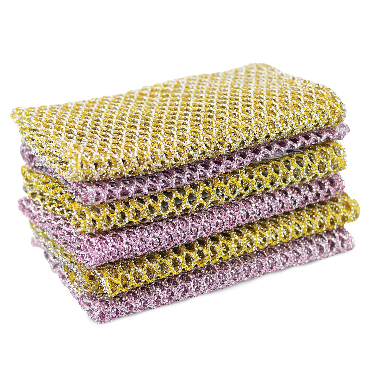 Non-Scratch Dish Scrubbers (6 Pcs) — Outlasts 7+ Sponges, Stays Odor-Free | Replace Smelly Kitchen Sponges | Non-Absorbent Mesh | Safe on Non-Stick, Cast Iron, Glass | Made in Korea Since 2012