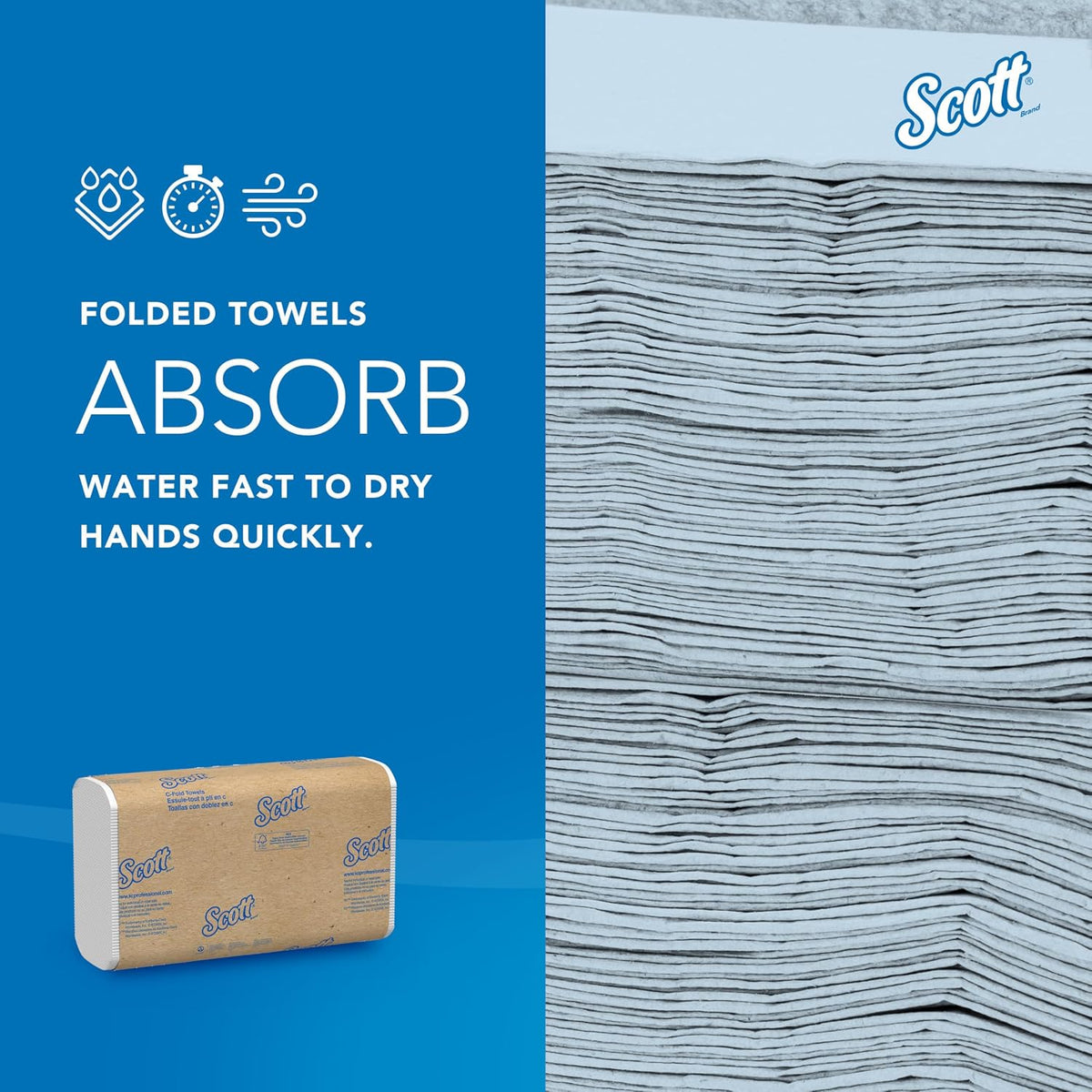 Scott Professional C-Fold Paper Hand Towels, Bulk, 12 x 200 Sheets (01510)