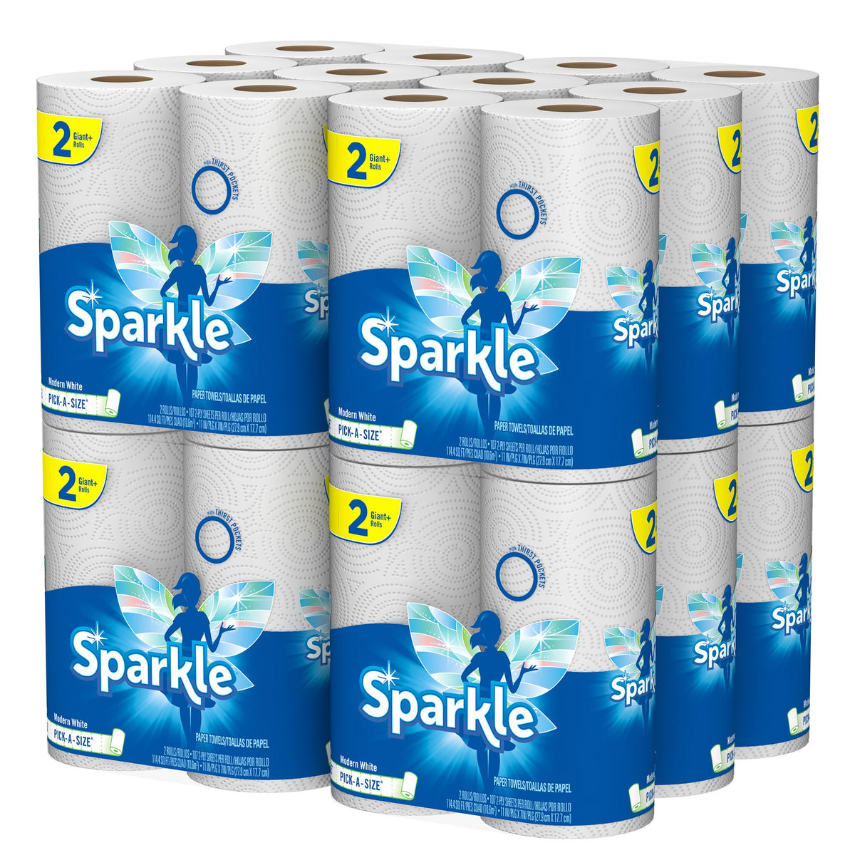 Sparkle Tear-A-Square Kitchen Paper Towels, 2 Double Rolls, 220 Sheets
