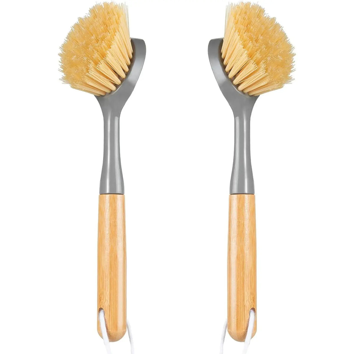 2 Pack Kitchen Dish Brushes with  Handle, Dish  -in Scraper, Scrub Brush for Pans, Pots, Counter & Kitchen Sink Cleaning, Dishwashing and Cleaning Brush Tools, White