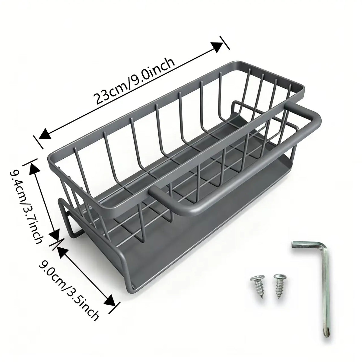 Decorative Kitchen Sink Drying Rack Multifunctional Storage Organizer with Hanging Design & Waterproof Steel for Home Use 1kg Capacity 9.05x3.6x4 Inches