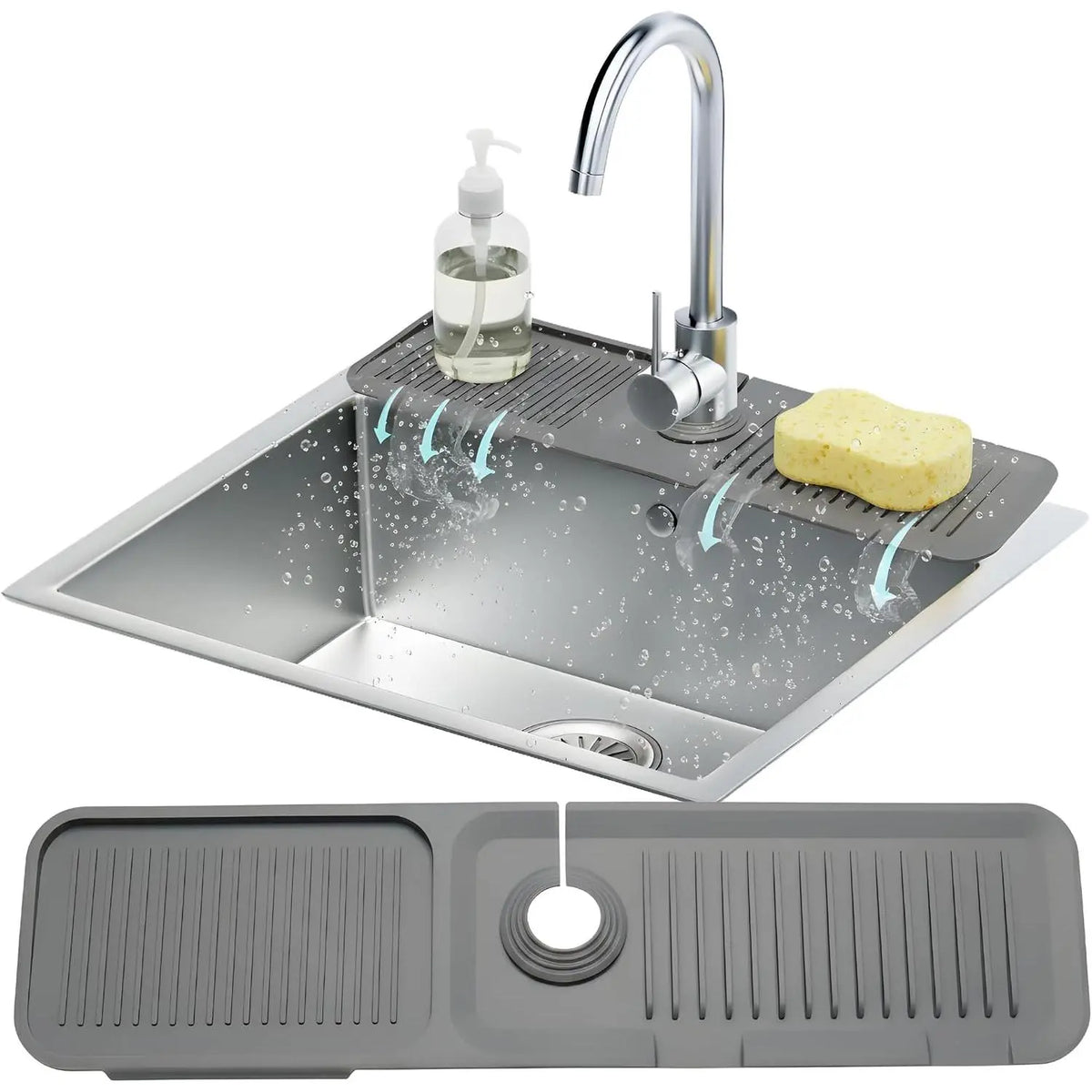 14.6”  Faucet Mat For Kitchen Sink, Kitchen Sink Splash Guard Behind Faucet, Kitchen Faucet Mat For Kitchen Sink, Kitchen Sink Faucet Mat Splash Guard and Sink Water Splash Guard (Beige)