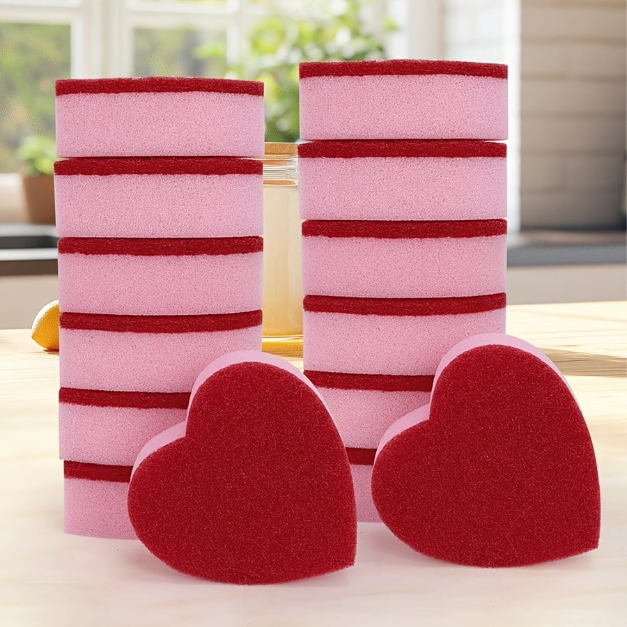 Creative Heart-Shaped Sponge Wipe, High-Value Cute Design, Comfortable to The Touch, Soft And Easy to Use, Easy to Rinse, No Residue, No Crumbs, Essential for Household Dishwashing And Cleaning, Warm And Lovely to Enhance The Small Mood of Life