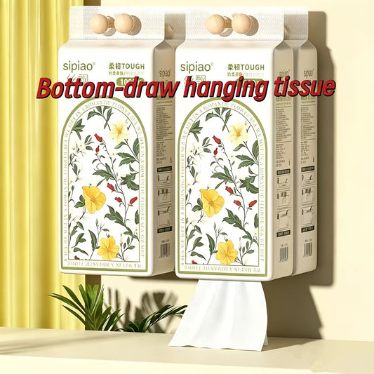 Premium Hanging Tissue Large Capacity 1000 Sheets Total (200 Draws, 5-Ply Thick) - Natural Virgin Wood Pulp, High Absorbency & Durable for Kitchen, Extra Thickness, Multipurpose, Soft Full Pack Bathroom, Home, Office, And Dorm Use, Essentials