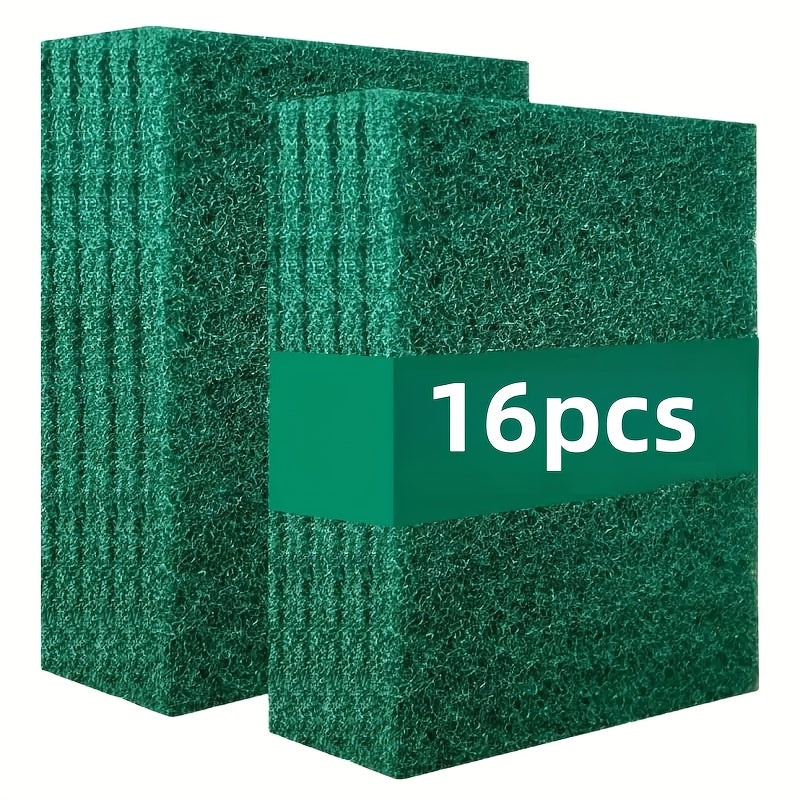 16pcs/8pcs Green Microfiber Dish Cloths, Double-Sided Kitchen Sponges for Cleaning, Large and Thick Scrub Brushes, Kitchen Cleaning Supplies, Kitchen Cleaning Tools