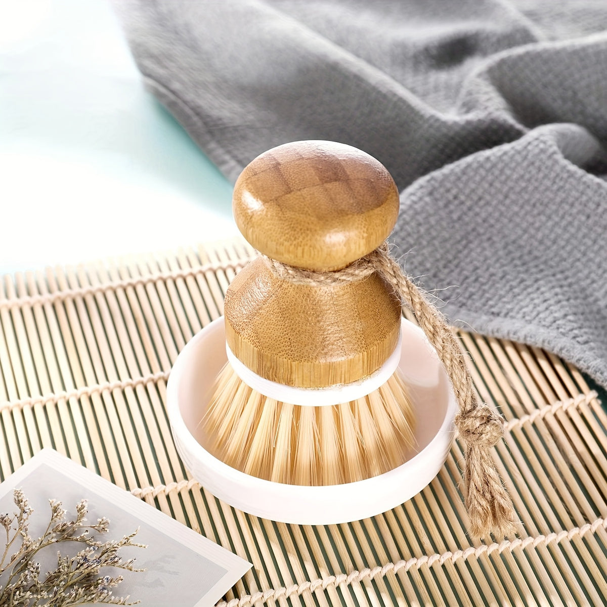 1/2pcs Bamboo Dishwashing Brush for Tableware, Pots, Kitchen Sinks, Cast Iron Frying Pans