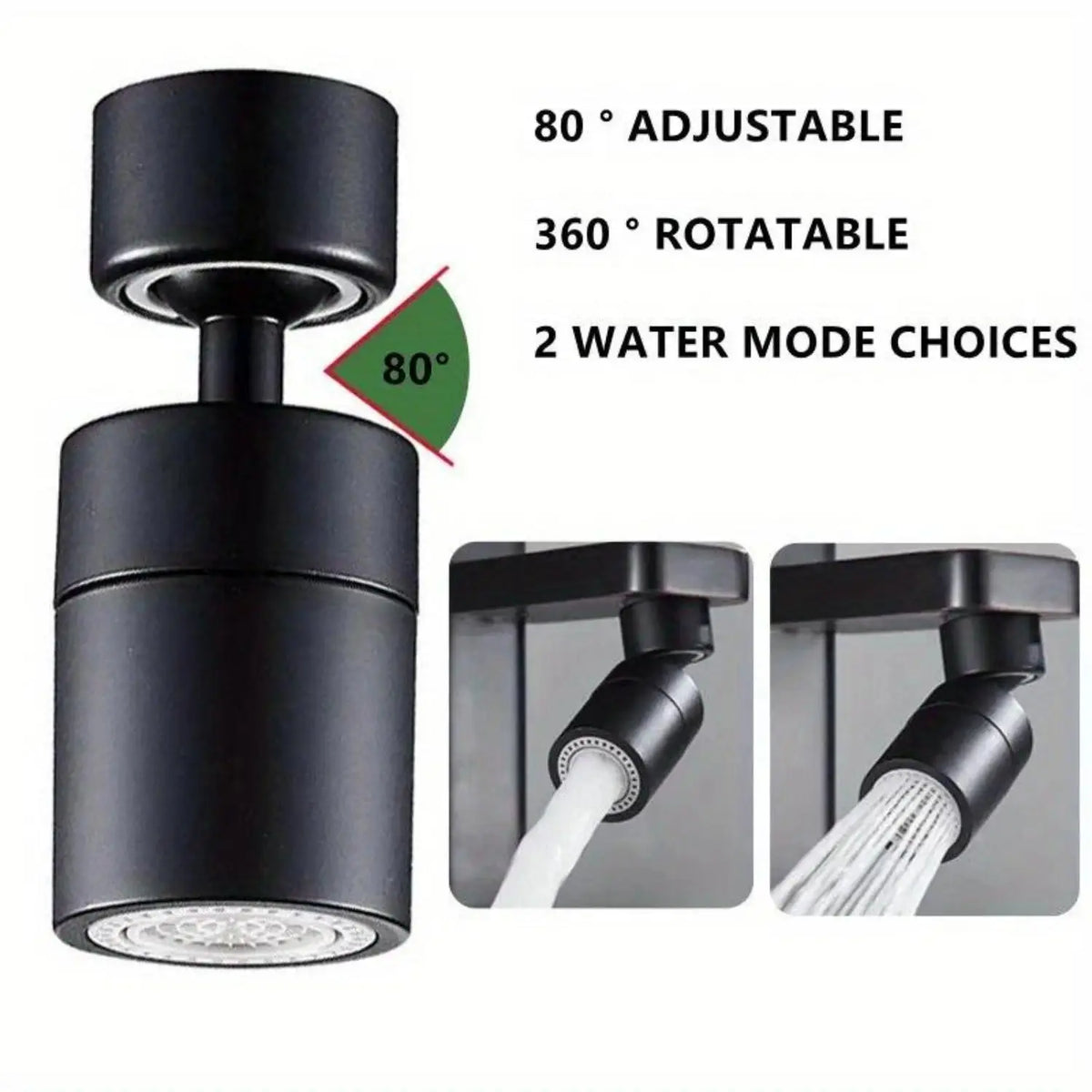 1‑Pack ABS Dual‑Flow Kitchen Faucet Aerator, 360° Rotatable Anti‑Splash Water‑Saving Spout Head, Adjustable Sink Tap Accessory with Installation Tool for Household Kitchen Use