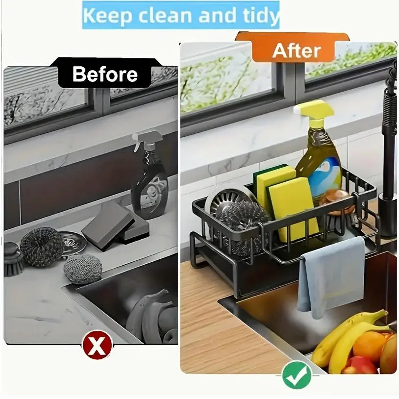 Hanging Rectangular 1-Layer Kitchen Sink Drying Rack - Space-Saving Vertical Organizer Stand with Quick Drain Board, Waterproof Home Accessory for Bathroom/Kitchen Storage Holders & Racks