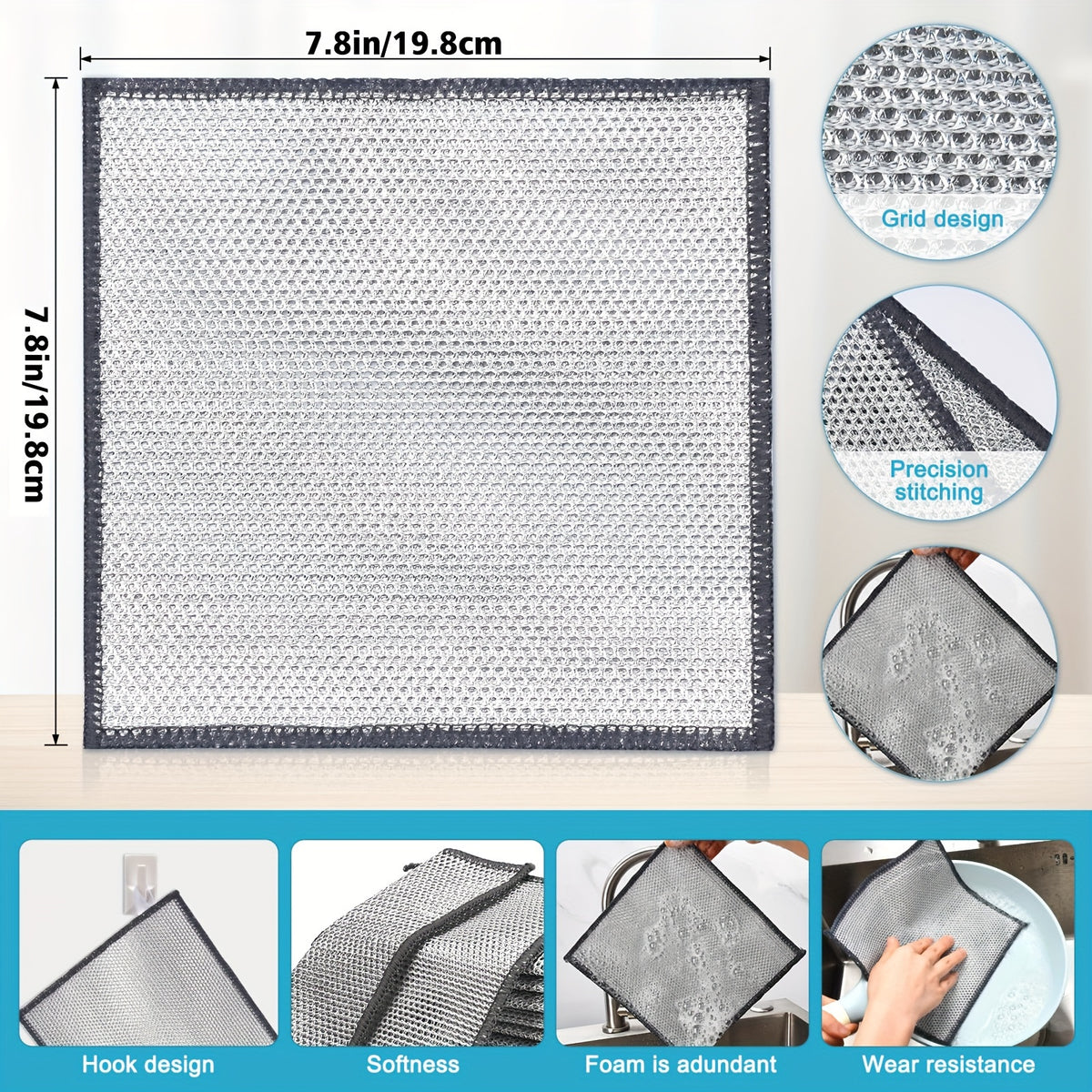8/16/32pcs Magic Steel Cleaning Pads - Reusable Non-Scratch Scrub Pads for Kitchen, Bathroom, Stovetop & All Surfaces - Durable Polyester Multi-Purpose Scouring Pads, High-Quality Home Cleaning Supplies (8/16/32 Count), Kitchen Scrub Pads