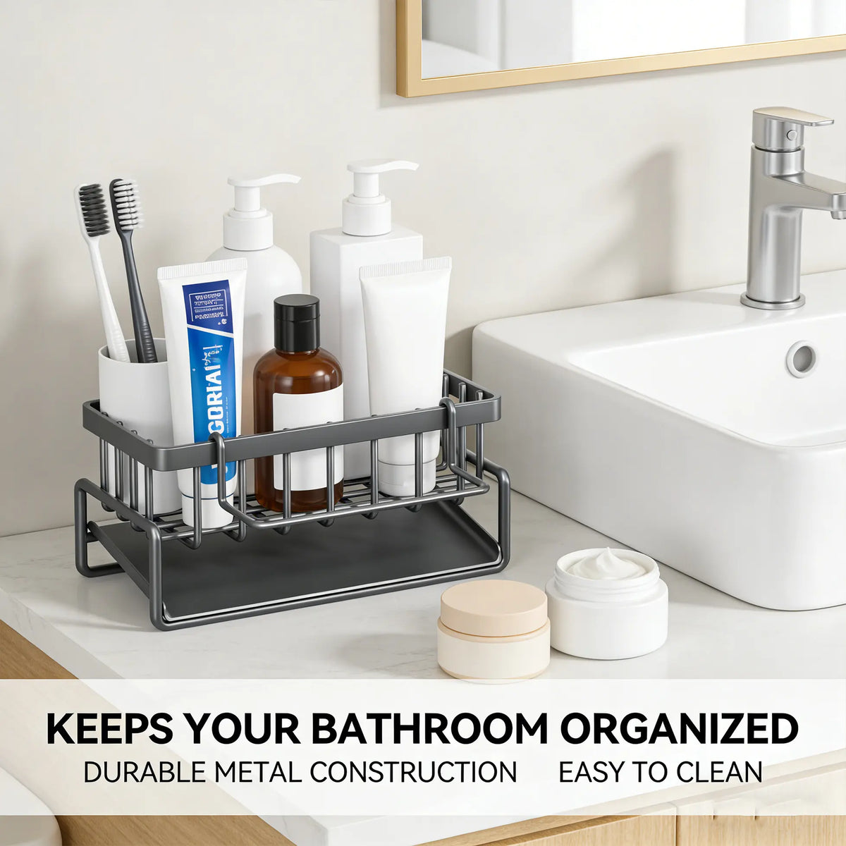 Hanging Rectangular 1-Layer Kitchen Sink Drying Rack - Space-Saving Vertical Organizer Stand with Quick Drain Board, Waterproof Home Accessory for Bathroom/Kitchen Storage Holders & Racks
