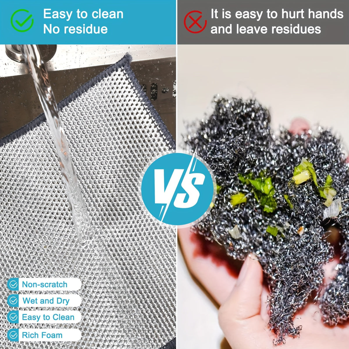 8/16/32pcs Magic Steel Cleaning Pads - Reusable Non-Scratch Scrub Pads for Kitchen, Bathroom, Stovetop & All Surfaces - Durable Polyester Multi-Purpose Scouring Pads, High-Quality Home Cleaning Supplies (8/16/32 Count), Kitchen Scrub Pads