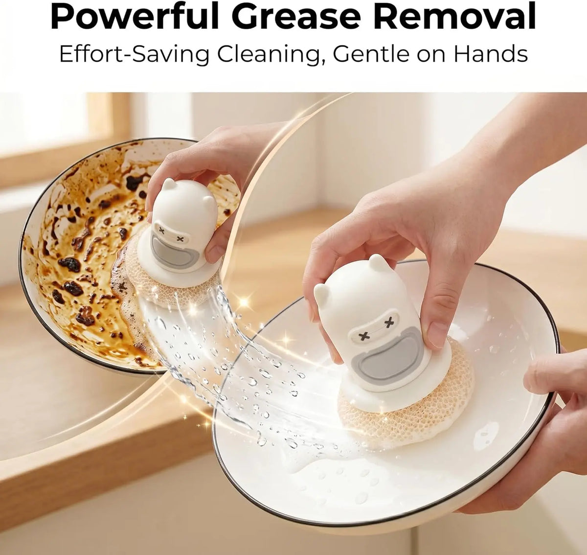 Kitchen Brushes, Silicone Dish Scrubber, Soap Dispensing Dish Scrub Brush - Press-to-Release Kitchen Scrub Brush with Nanofiber Scrubber for Pots, Pans and Sinks