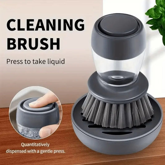 2 Pack Dish Brush with Soap Dispenser – Durable Kitchen Scrubber for Pots Pans Sink