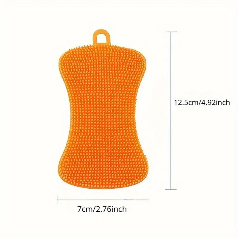 1pc Silicone Dishwashing Brush, Multifunctional Cleaning Brush, Dishwashing Brush - Multi-Purpose Kitchen Gadget for Efficient Cleaning - Specially Exquisite Kitchen Sponge Brush for Home Use - Essential Kitchen Tool and Accessory