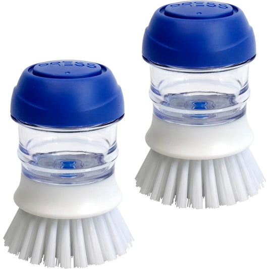 2 Pack Dish Brush with Soap Dispenser for Kitchen Cleaning, Dish Brush for Pots, Pans and Sink CleaningGift