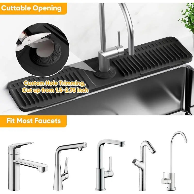 Kitchen Sink Faucet Mat, Silicone Folding Splash Guard, Draining Mat with Button Lock, Sink Faucet Protector, Sink Accessories for Kitchen,sohochic