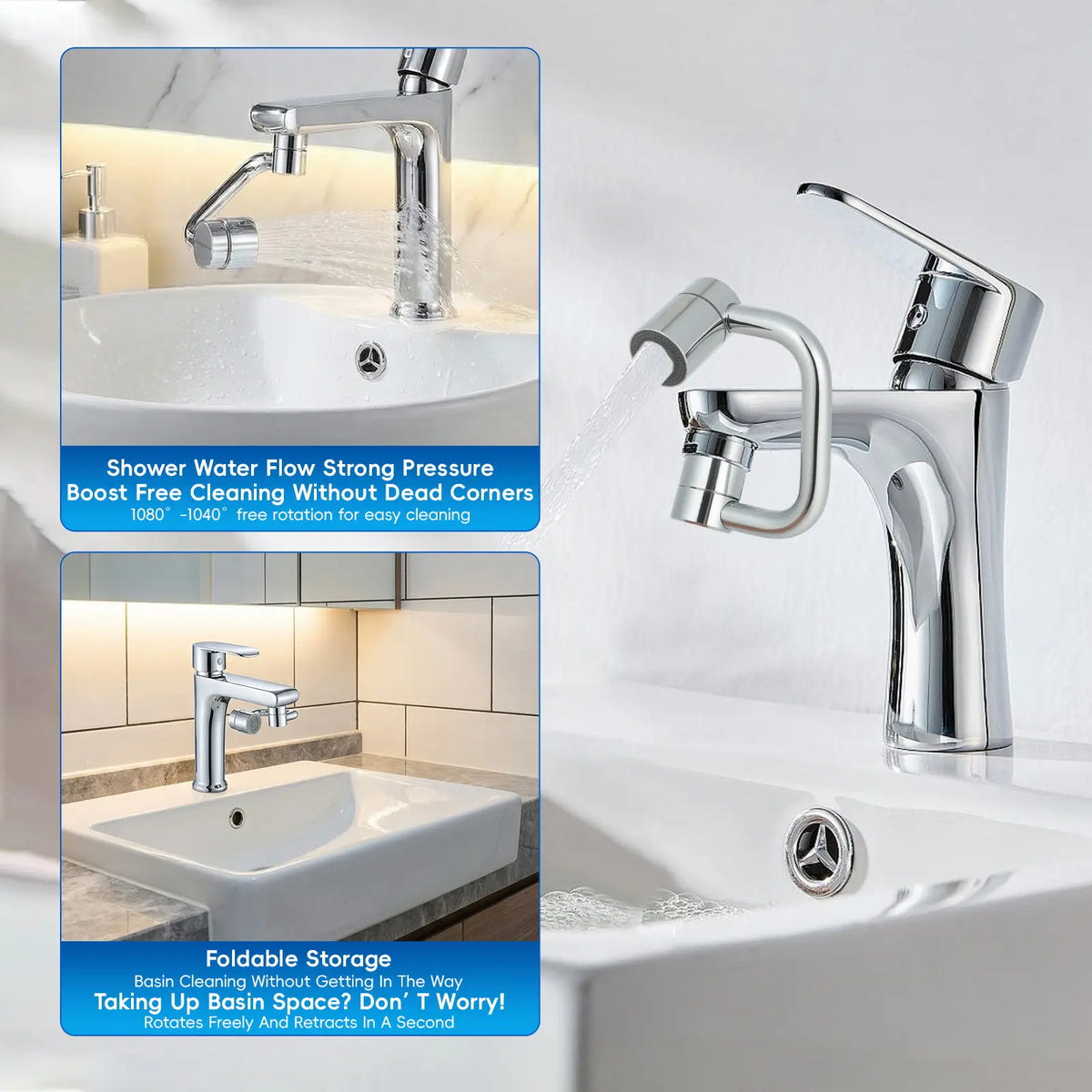 CityDry 1pc Rotatable Faucet Aerator Extension - 360 Rotation 360-Degree Swivel, 2-Mode Splash Control, All-Angle Adjustment, 95% Compatible Upgrade Kit for Kitchen & Bathroom Sinks, Faucet Extender Bathroom,sohochic