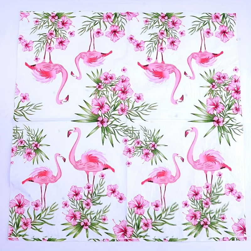 20pcs/bag, Pink Flamingo Napkin, Tropical Flamingo Colorful Disposable Paper Towel, Summer Style   Anniversary  Paper Towel, Hotel Baking Bread 2 Layers Paper Towel,  Banquet Paper Mouth Cloth for  for halloween、Christmas