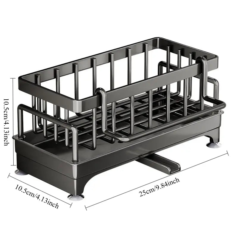 Kitchen Sink Supplies Organizer Essential, Household Dish Cloth Drain Rack Faucet and Sink Caddy, Washing Basin Side Organizer, No Installation Ready to Use, One Rack Stores Cloths, Brushes, Dish Soap and All Cleaning Tools