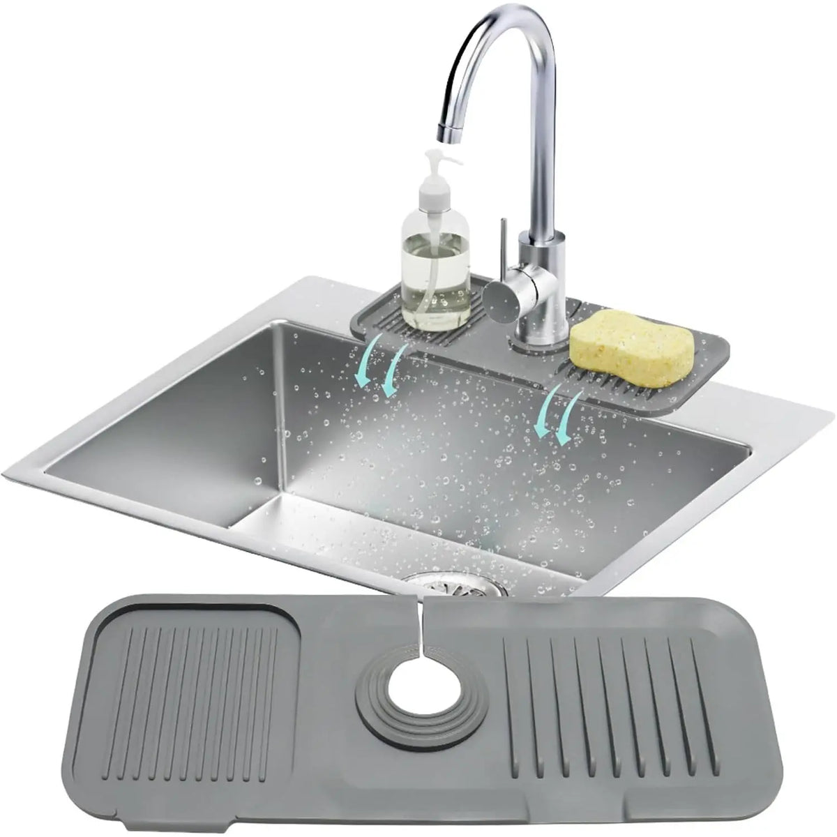 14.6”  Faucet Mat For Kitchen Sink, Kitchen Sink Splash Guard Behind Faucet, Kitchen Faucet Mat For Kitchen Sink, Kitchen Sink Faucet Mat Splash Guard and Sink Water Splash Guard (Beige)